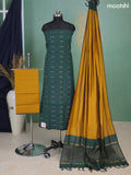 Sap Green and Mustard Yellow Ikat Dress Material With Ikat Weaves