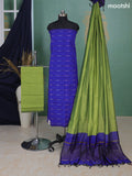 Indigo Blue and Green Ikat Dress Material With Ikat Weaves