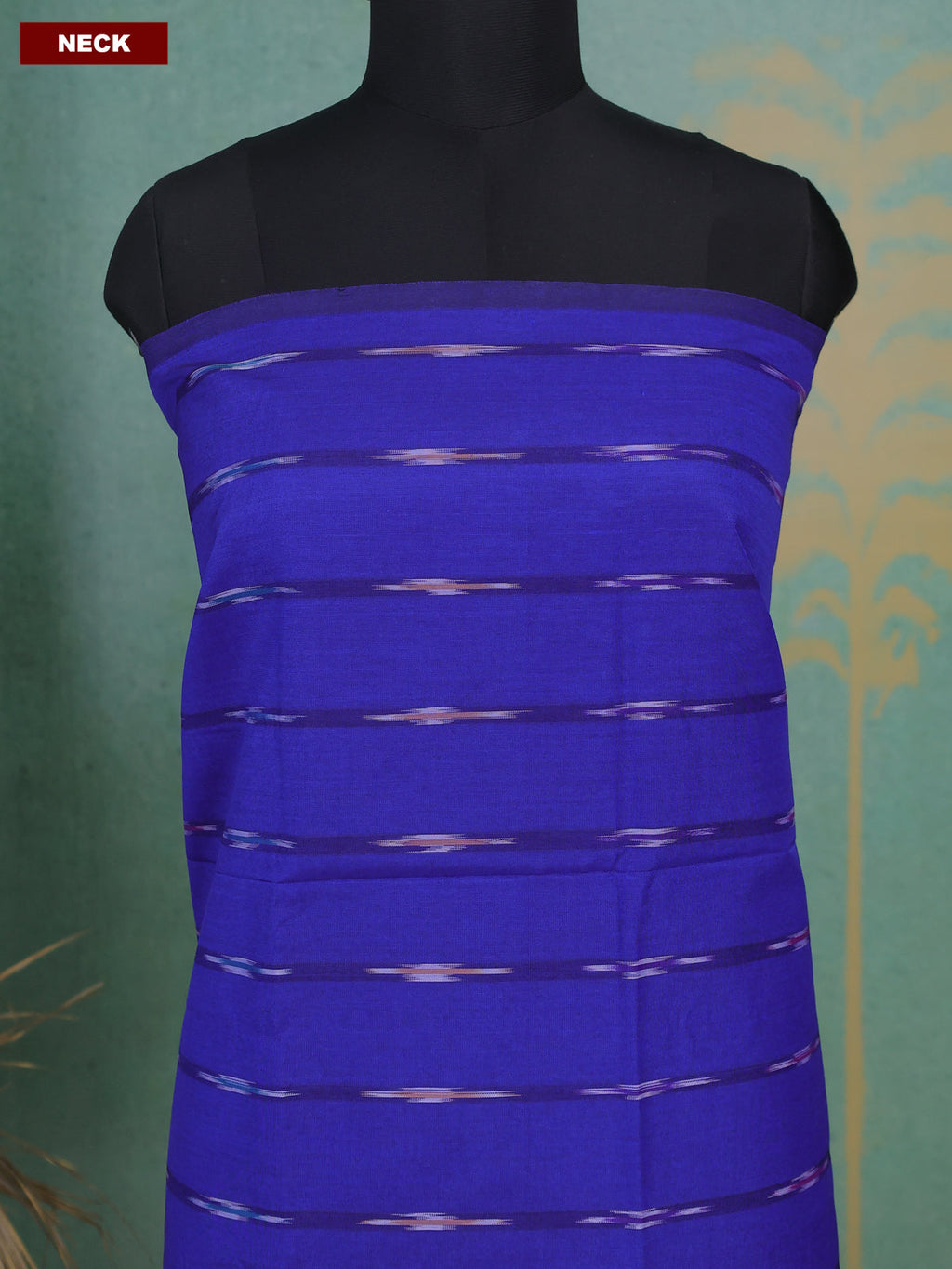 Indigo Blue and Grey Ikat Dress Material With Ikat Weaves