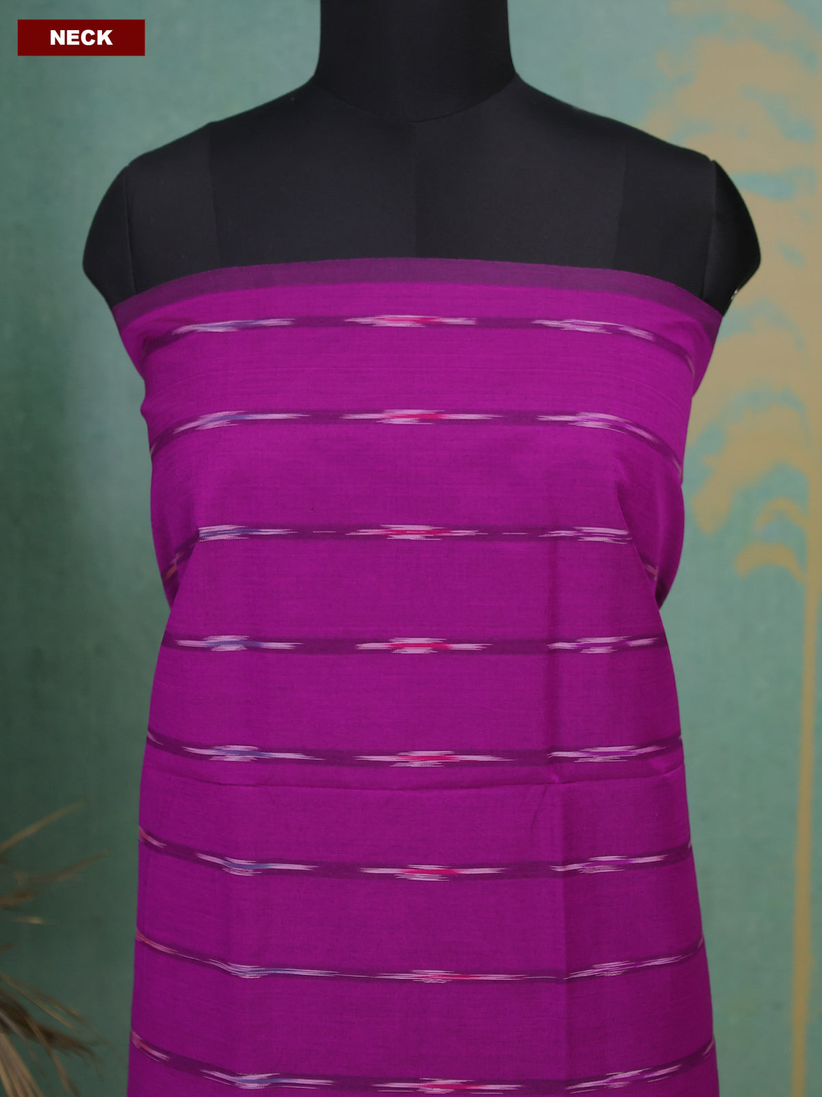 Purple and Mustard Yellow Ikat Dress Material With Ikat Weaves