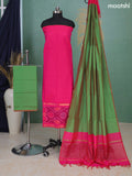 Pink and Green Ikat Dress Material With Ikat Weaves