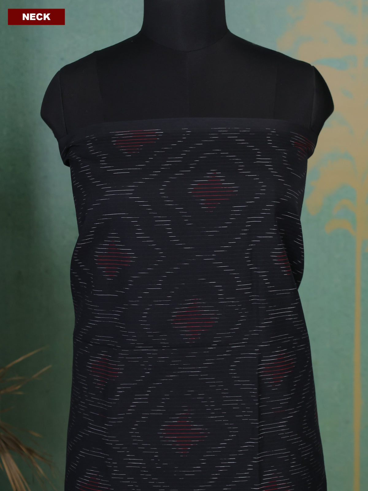 Black and Grey Ikat Dress Material With Ikat Weaves