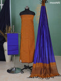 Mustard Yellow and Blue Ikat Dress Material With Ikat Weaves