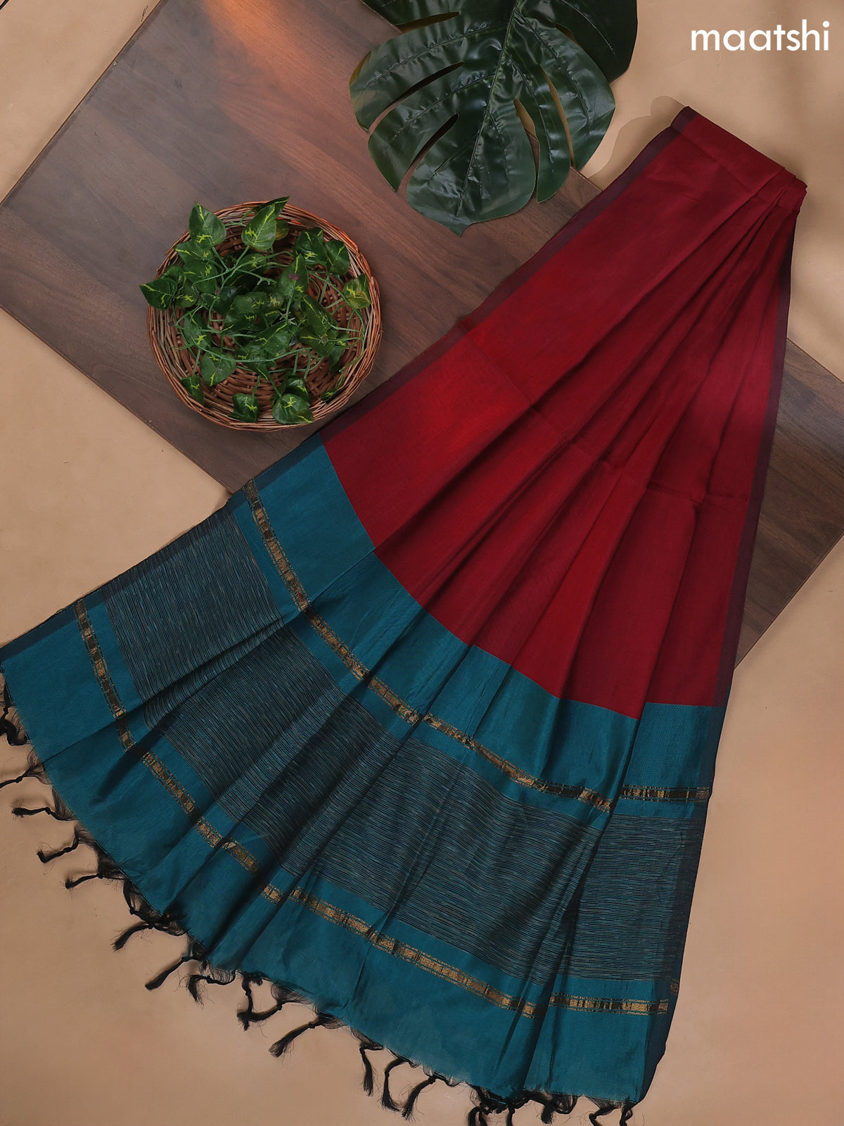 Teal Blue and Maroon Ikat Dress Material With Ikat Weaves