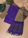 Violet and Brown Ikat Dress Material With Ikat Weaves