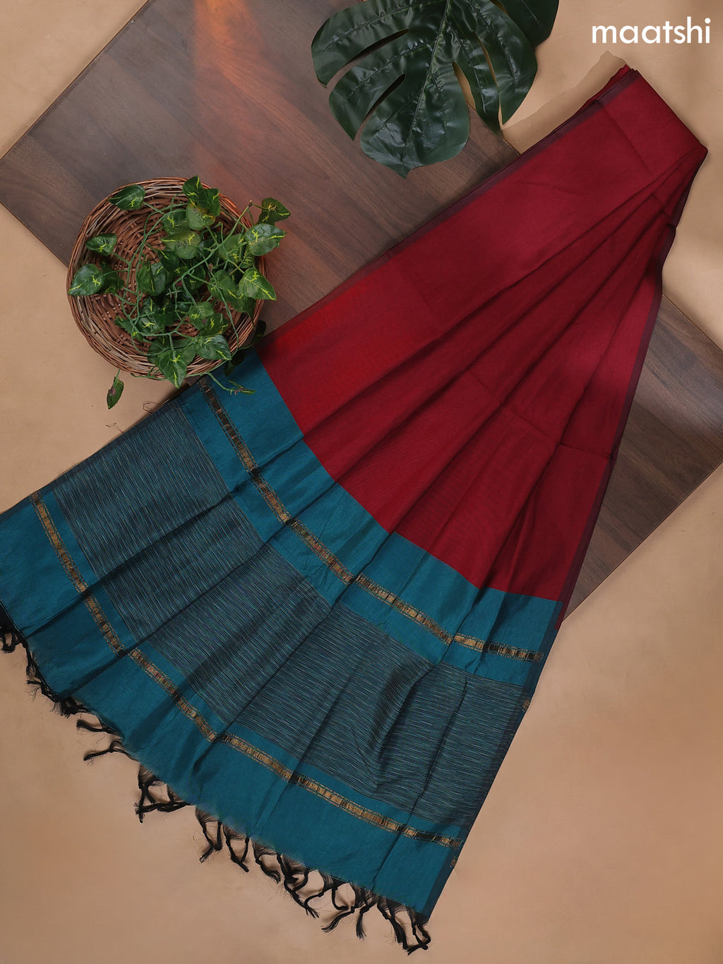 Teal Blue and Maroon Ikat Dress Material With Ikat Weaves