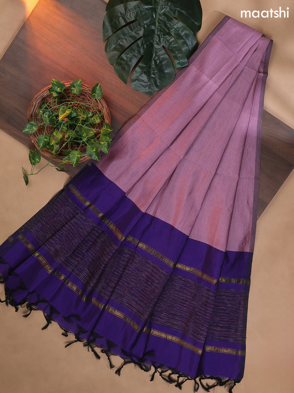 Violet and Mauve Pink Ikat Dress Material With Ikat Weaves