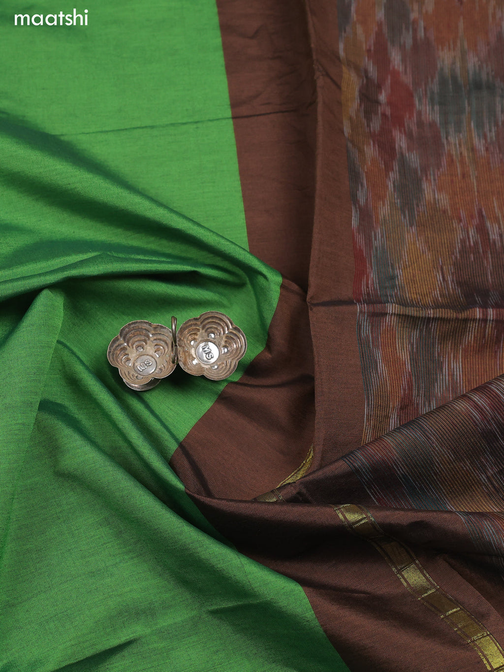 Brown Ikat Dress Material With Ikat Weaves and Bottom & Dupatta