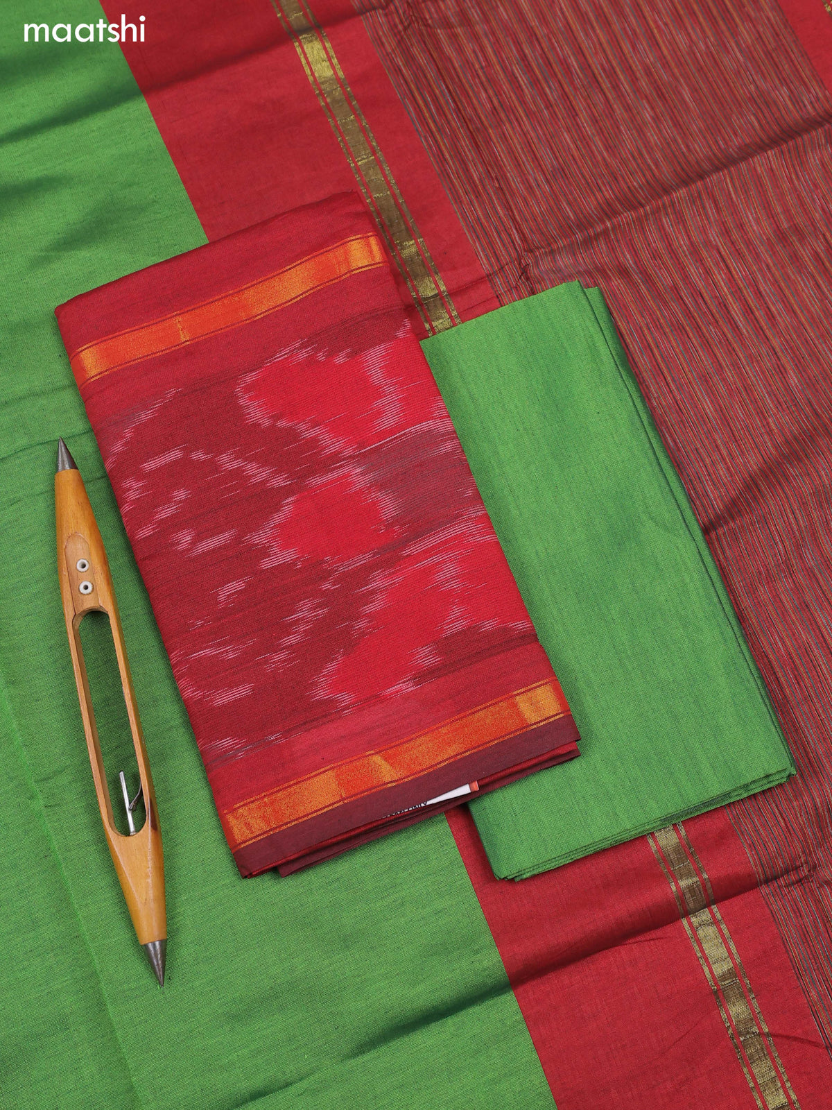 Red Ikat Dress Material With Ikat Weaves and Bottom & Dupatta