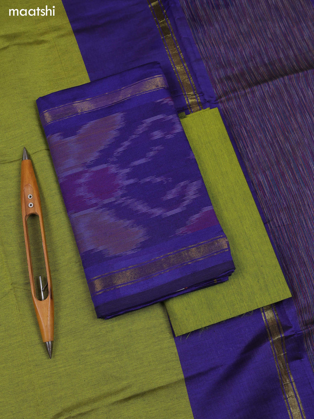 Violet Ikat Dress Material With Ikat Weaves and Bottom & Dupatta