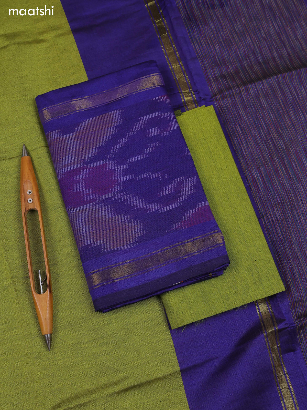 Violet Ikat Dress Material With Ikat Weaves and Bottom & Dupatta