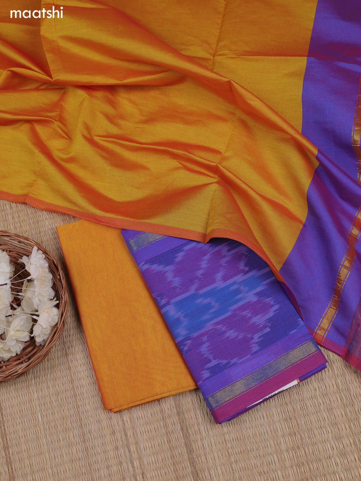 Violet Ikat Dress Material With Ikat Weaves and Bottom & Dupatta