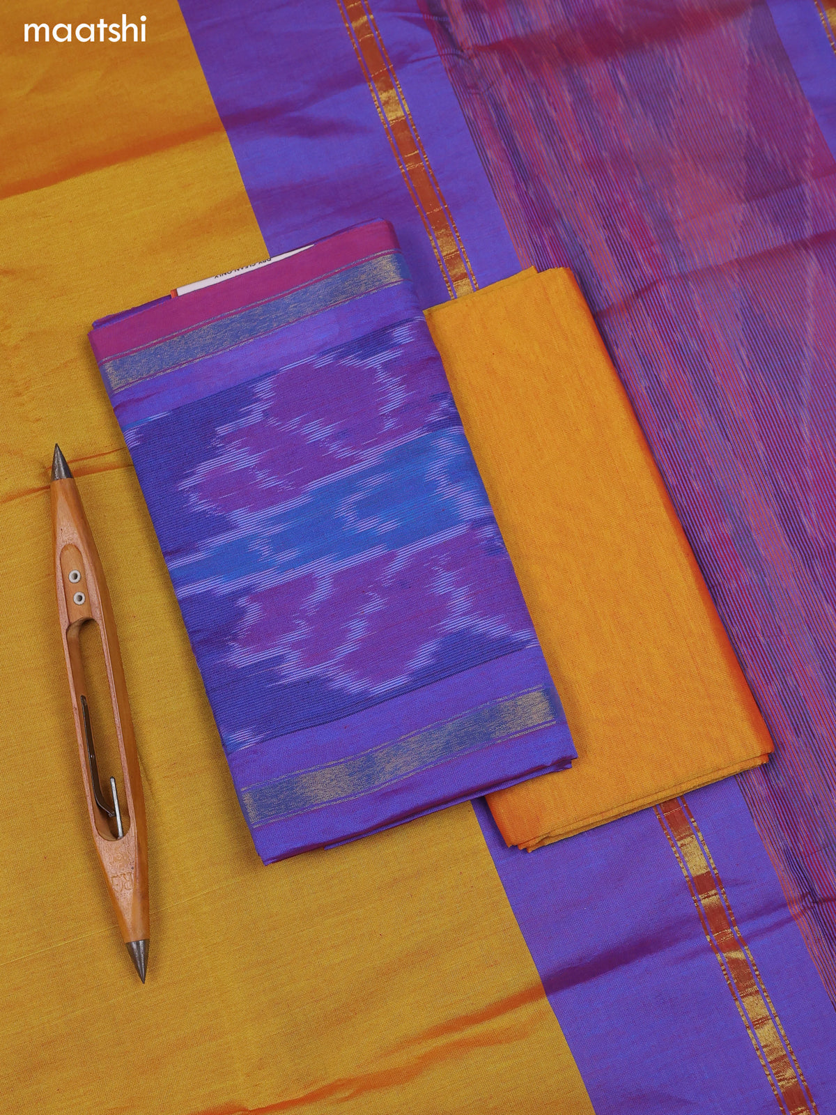 Violet Ikat Dress Material With Ikat Weaves and Bottom & Dupatta