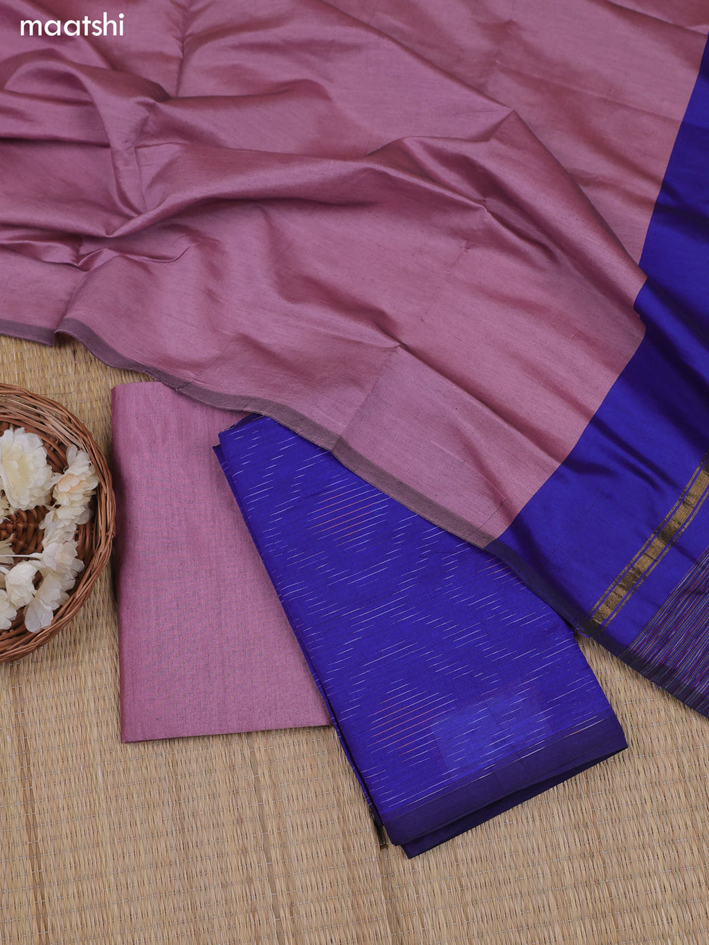 Royal Blue Ikat Dress Material With Ikat Weaves and Bottom & Dupatta