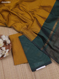 Sap Green Ikat Dress Material With Ikat Weaves and Bottom & Dupatta
