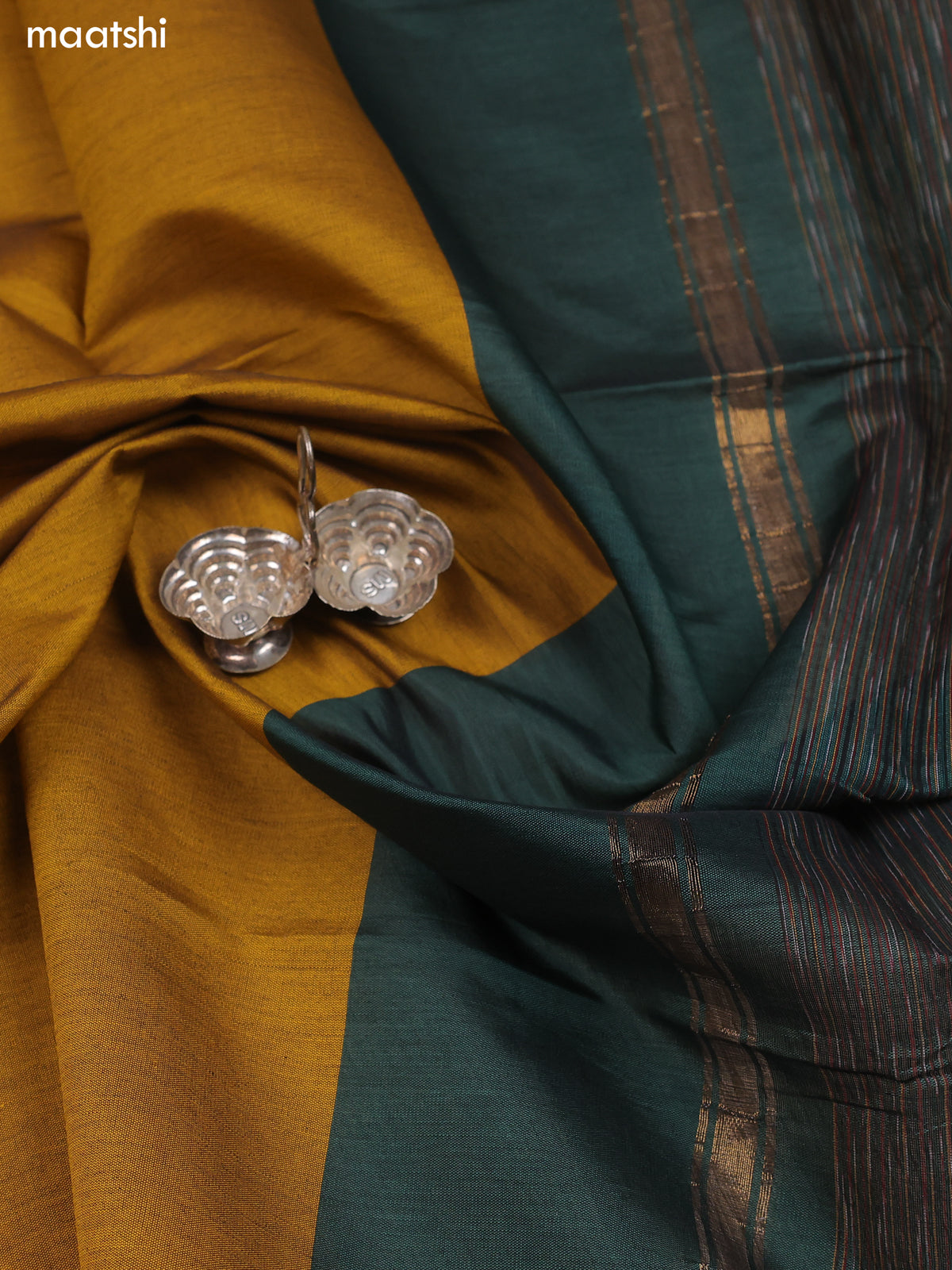 Sap Green Ikat Dress Material With Ikat Weaves and Bottom & Dupatta