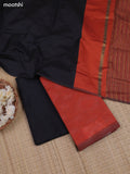 Rust Orange and Black Ikat Dress Material With Ikat Weaves and Bottom & Dupatta