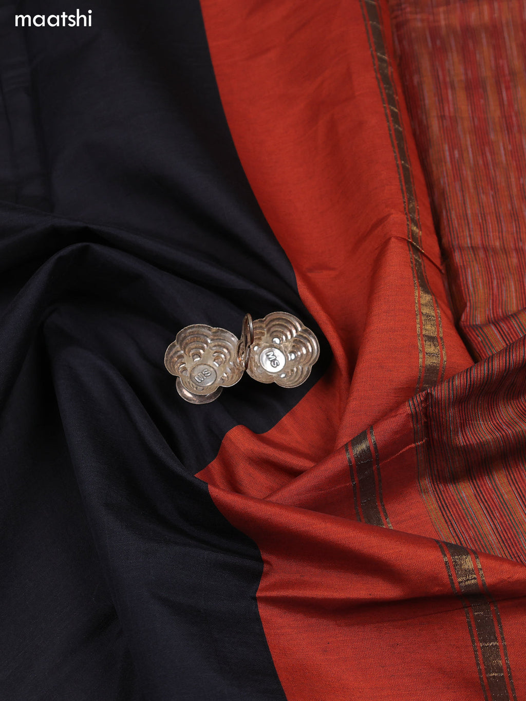 Rust Orange and Black Ikat Dress Material With Ikat Weaves and Bottom & Dupatta