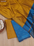 Teal Blue and Black Ikat Dress Material With Ikat Weaves and Bottom & Dupatta