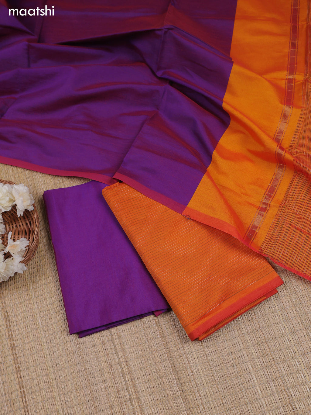 Rust Orange Ikat Dress Material With Ikat Weaves and Bottom & Dupatta