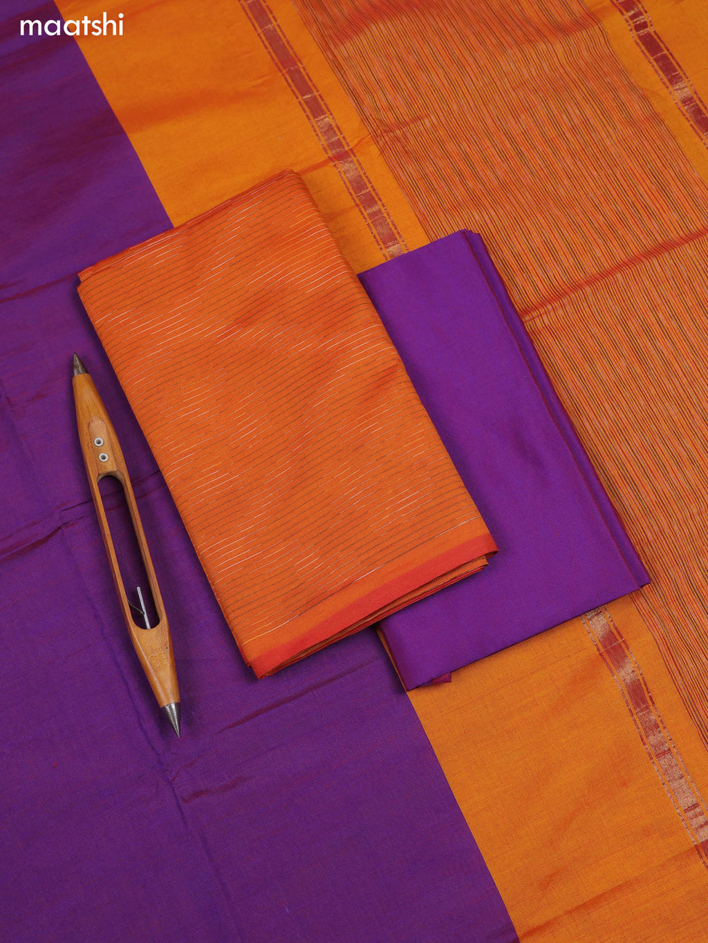 Rust Orange Ikat Dress Material With Ikat Weaves and Bottom & Dupatta