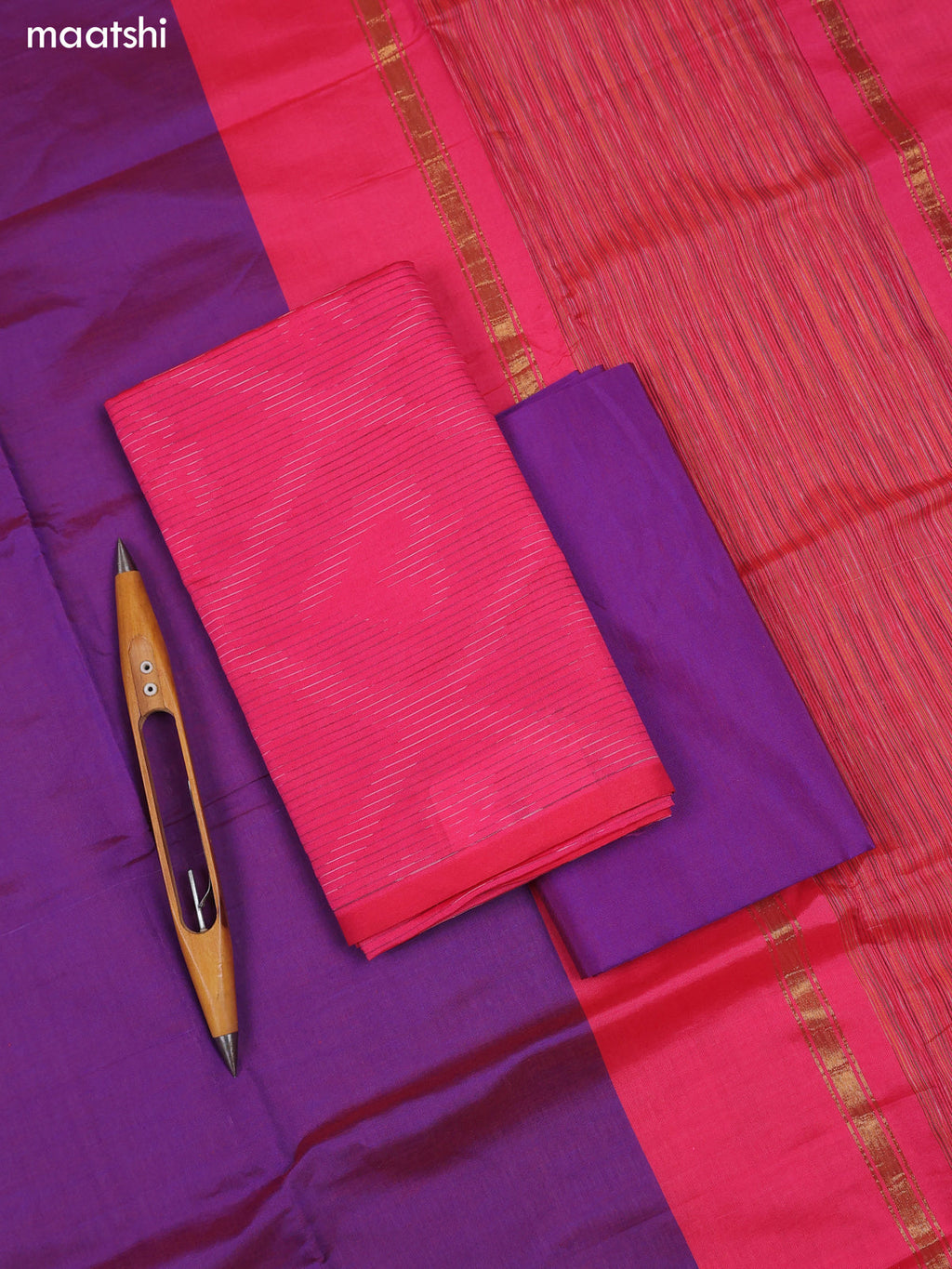 Pink Ikat Dress Material With Ikat Weaves and Bottom & Dupatta