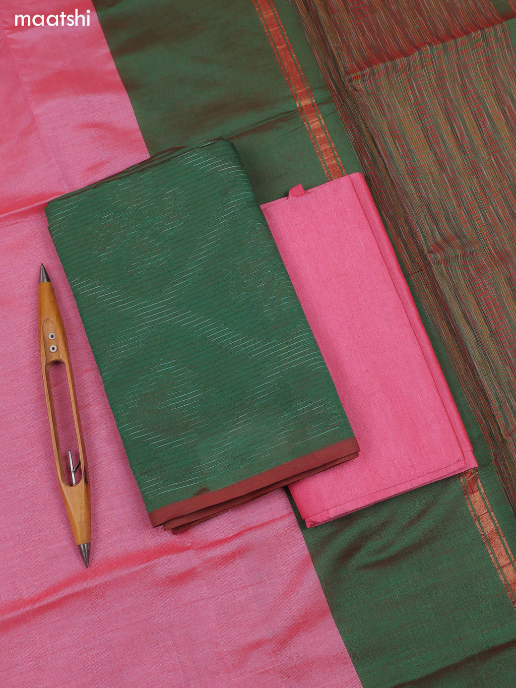 Green Ikat Dress Material With Ikat Weaves and Bottom & Dupatta