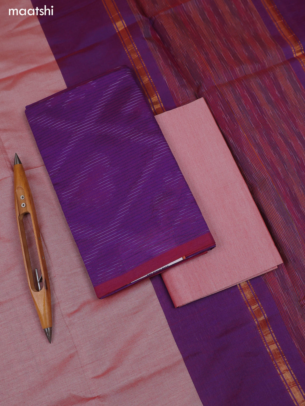 Violet Ikat Dress Material With Ikat Weaves and Bottom & Dupatta