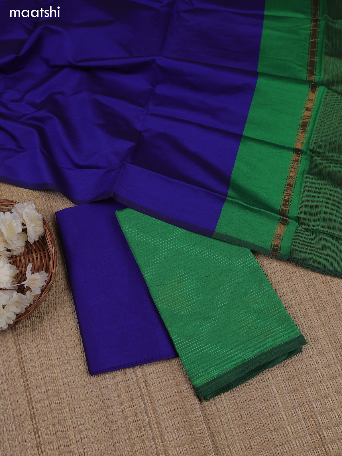 Green Ikat Dress Material With Ikat Weaves and Bottom & Dupatta