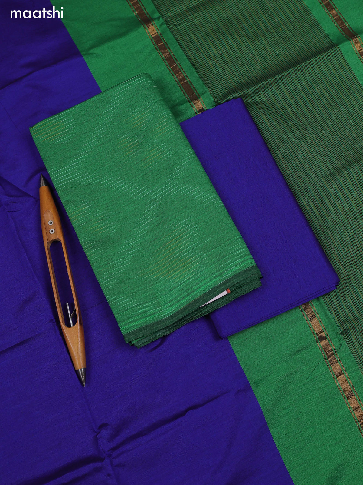 Green Ikat Dress Material With Ikat Weaves and Bottom & Dupatta