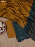 Sap Green Ikat Dress Material With Ikat Weaves and Bottom & Dupatta