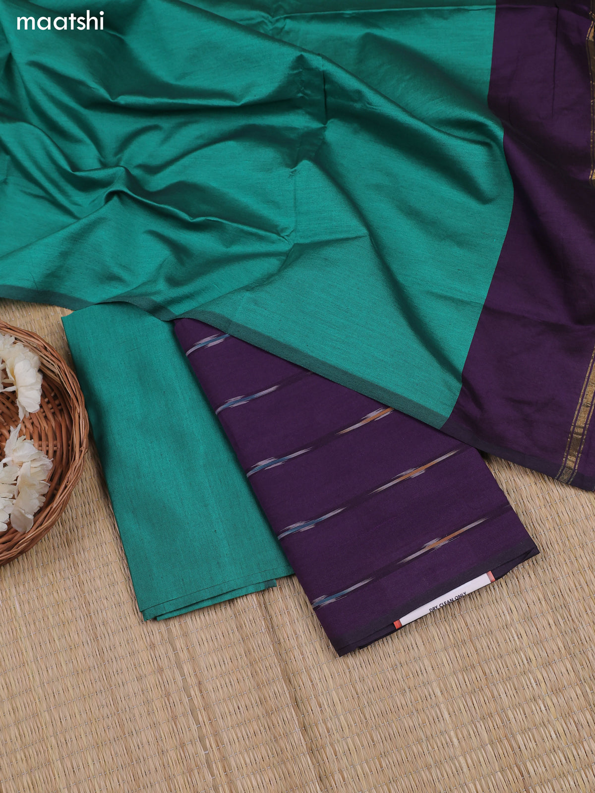 Deep Violet Ikat Dress Material With Ikat Weaves and Bottom & Dupatta