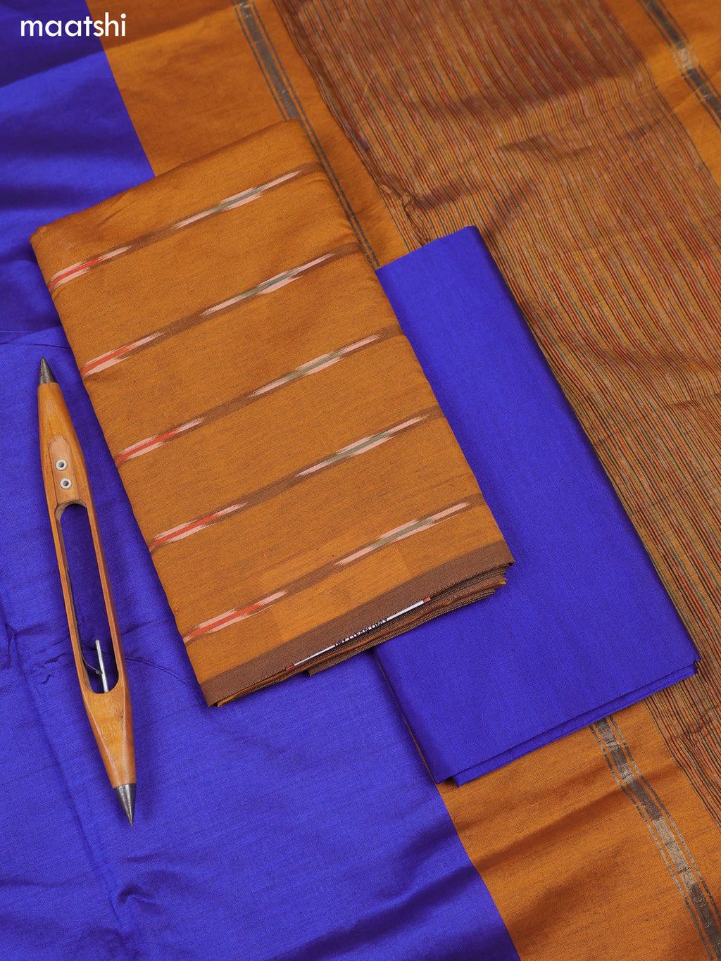 Mustard Yellow Ikat Dress Material With Ikat Weaves and Bottom & Dupatta