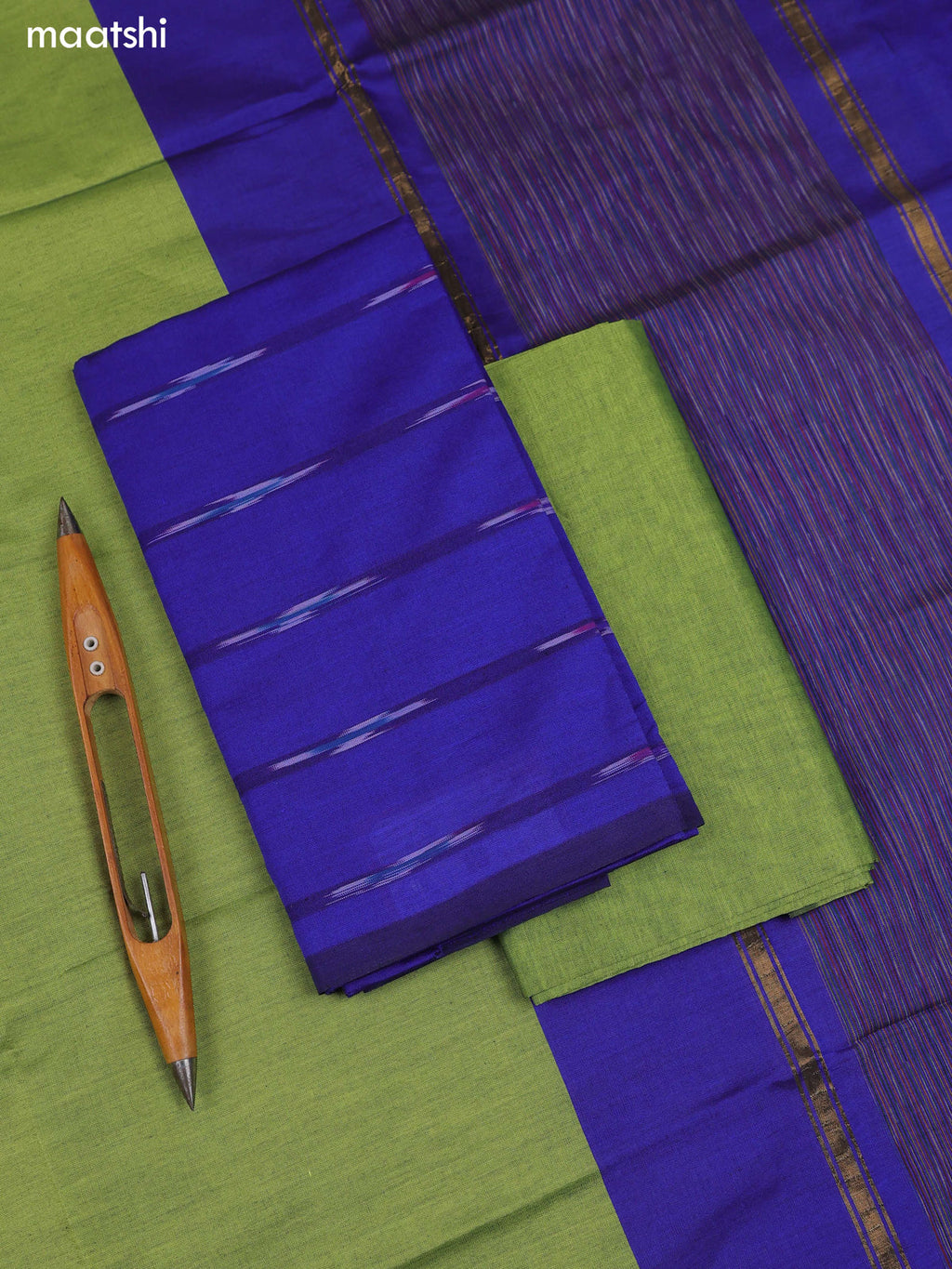 Royal Blue Ikat Dress Material With Ikat Weaves and Bottom & Dupatta