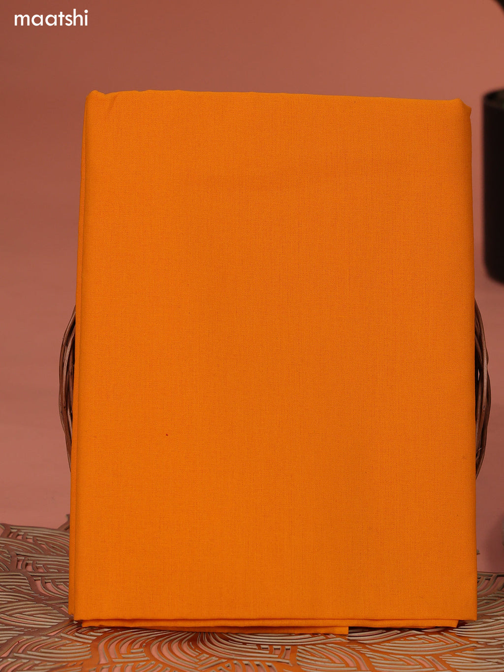 Off White and Grey&Orange Ikat Cotton Dress Material With Ikat Weaves and Bottom & Dupatta