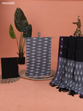 Grey and Black Ikat Cotton Dress Material With Ikat Weaves and Bottom & Dupatta