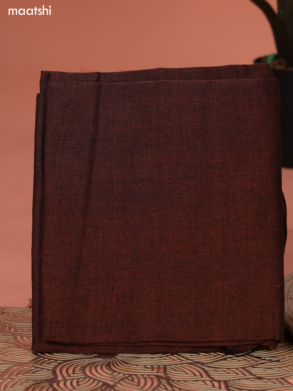 Black and Brown Ikat Cotton Dress Material With Ikat Weaves and Bottom & Dupatta