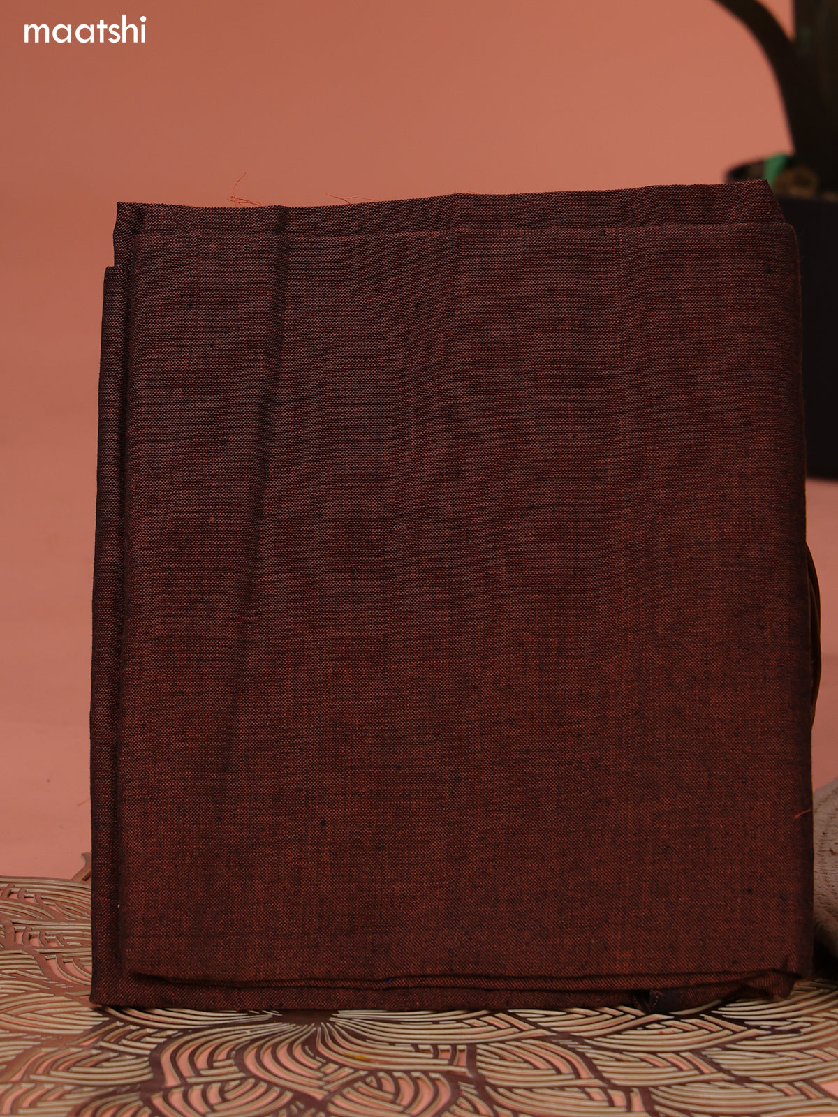 Black and Brown Ikat Cotton Dress Material With Ikat Weaves and Bottom & Dupatta