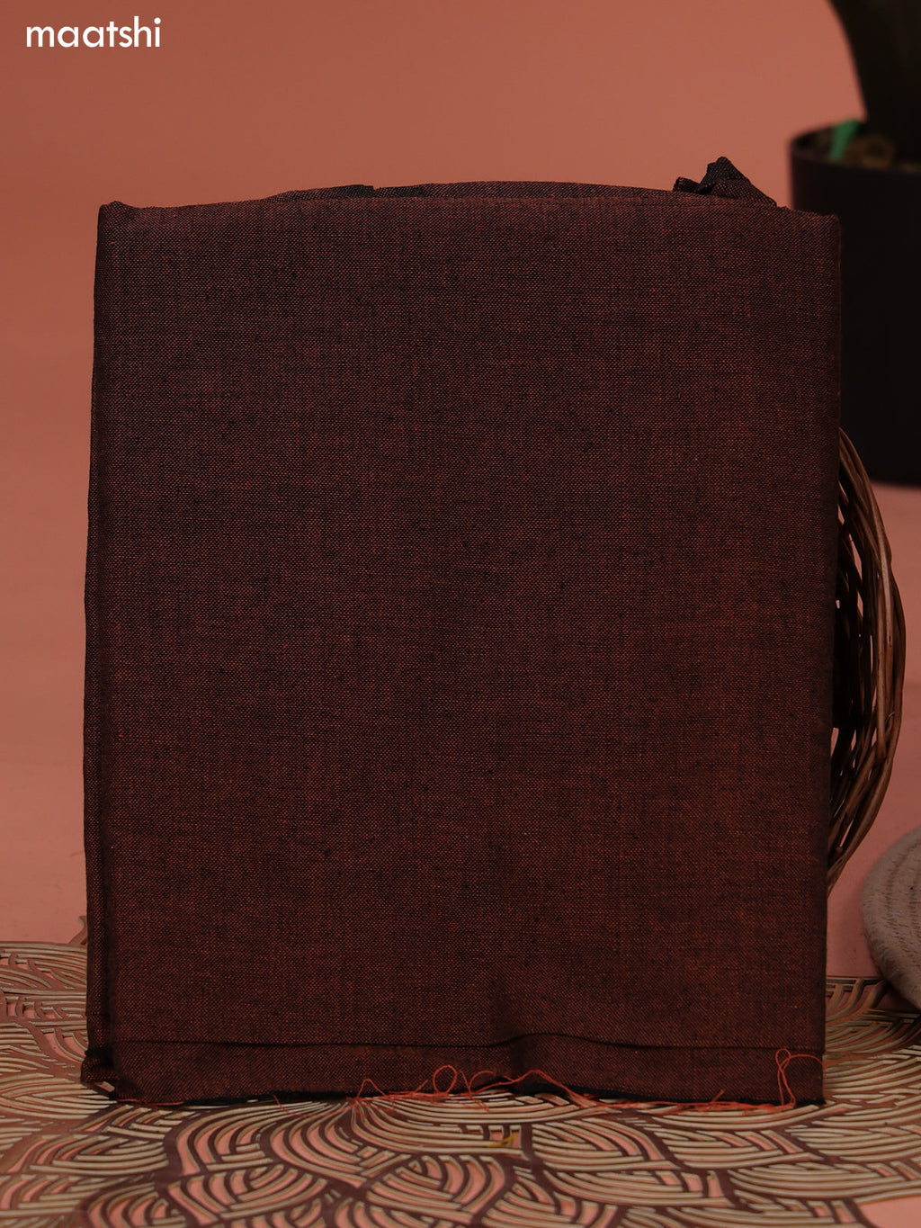 Grey and Brown Ikat Cotton Dress Material With Ikat Weaves and Bottom & Dupatta