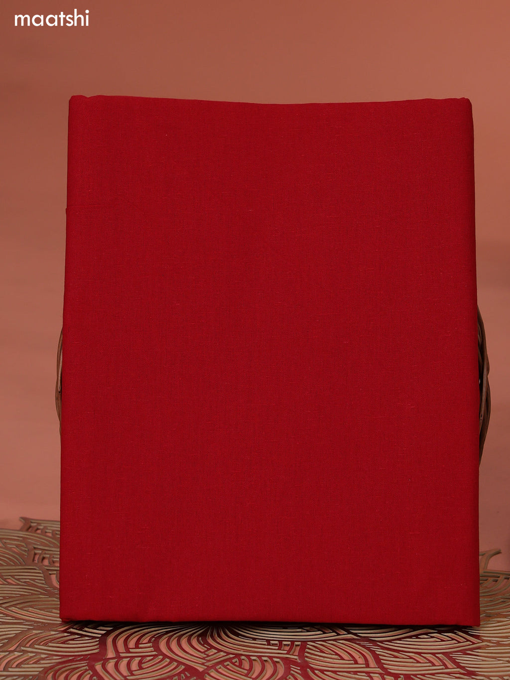 Brown and Red Ikat Cotton Dress Material With Ikat Weaves and Bottom & Dupatta