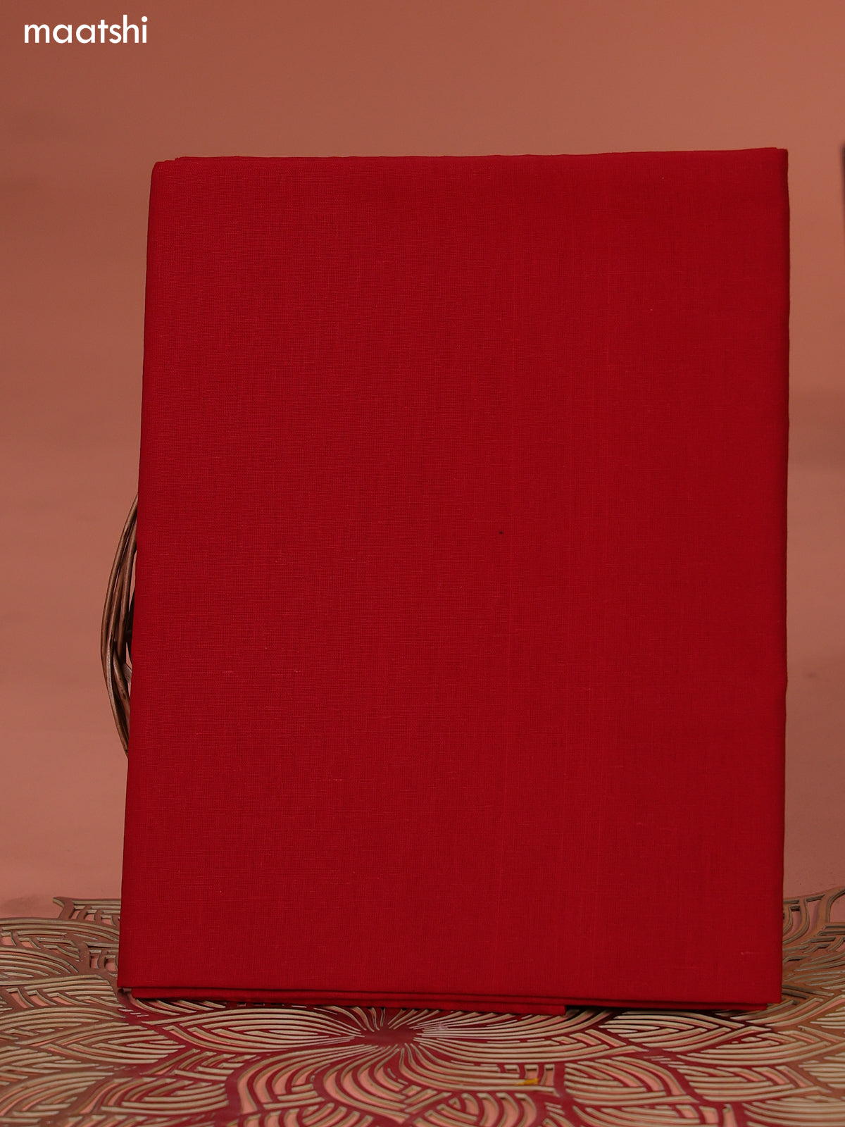 Off White and Red Ikat Cotton Dress Material With Ikat Weaves and Bottom & Dupatta