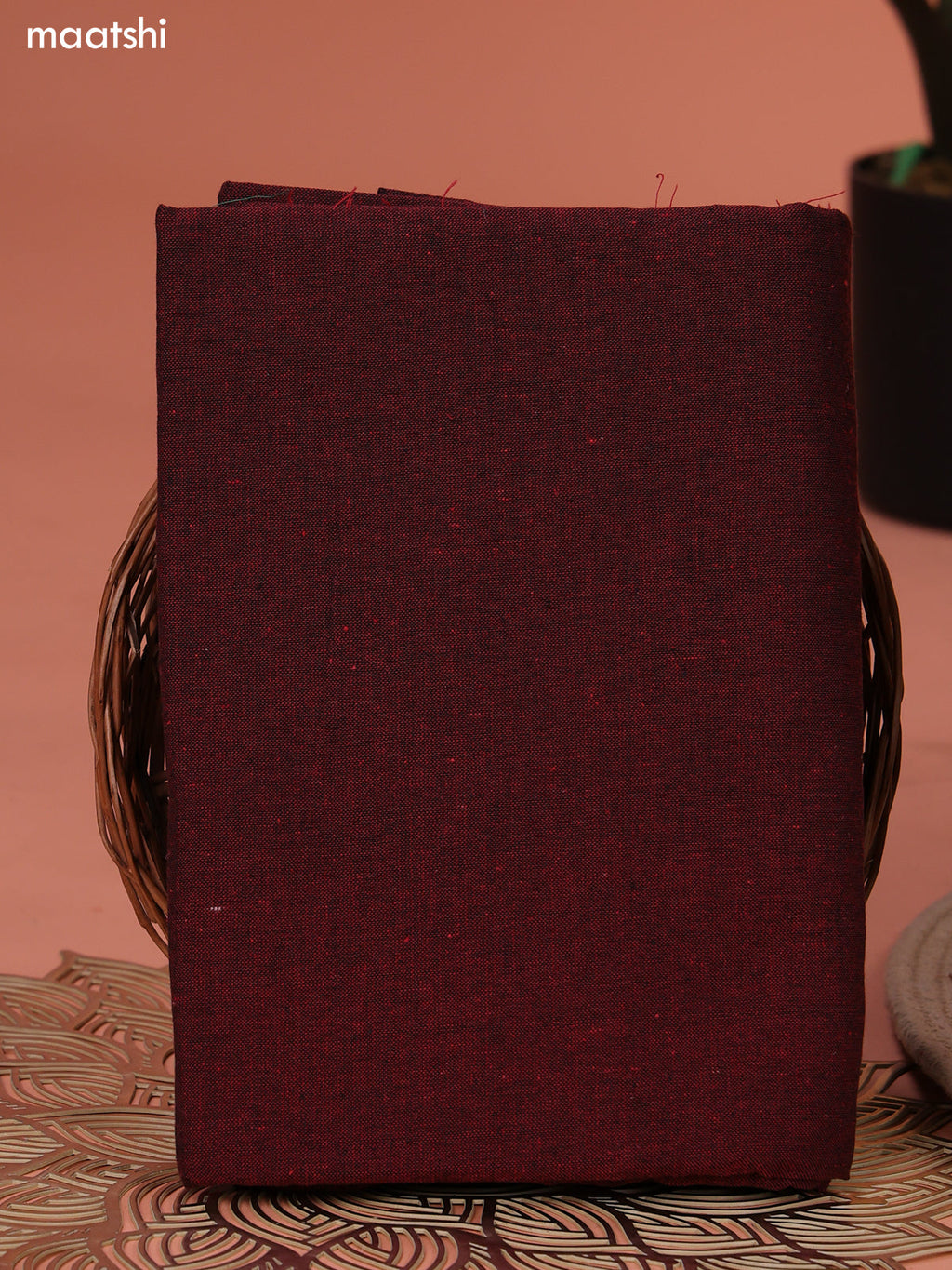 Green and Maroon Ikat Cotton Dress Material With Ikat Weaves and Bottom & Dupatta