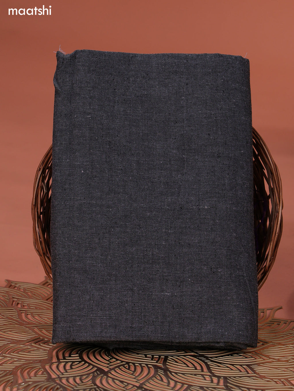 Black and Grey Ikat Cotton Dress Material With Ikat Weaves and Bottom & Dupatta