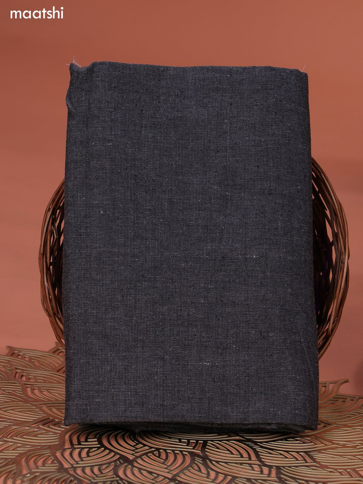 Black and Grey Ikat Cotton Dress Material With Ikat Weaves and Bottom & Dupatta