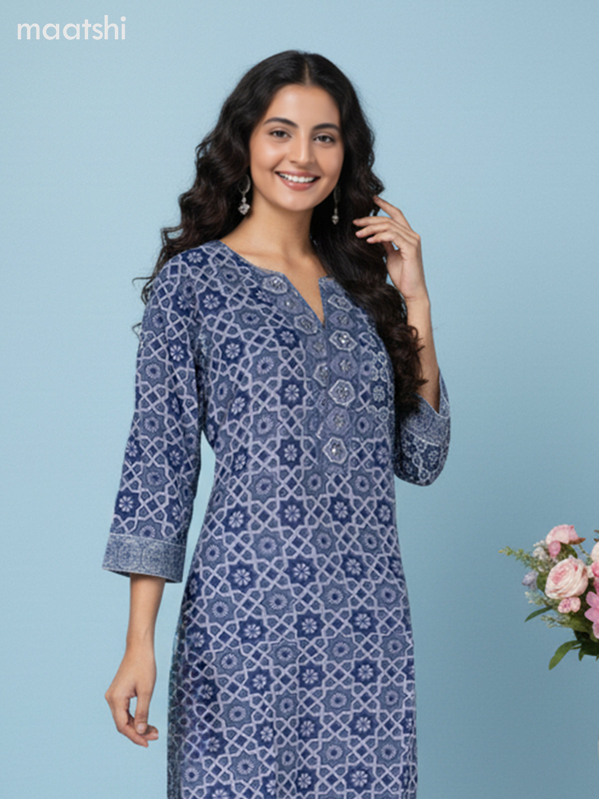 Grey and Off White Kota Printed Straight Suit
