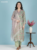 Green Kota Floral Printed Straight Suit
