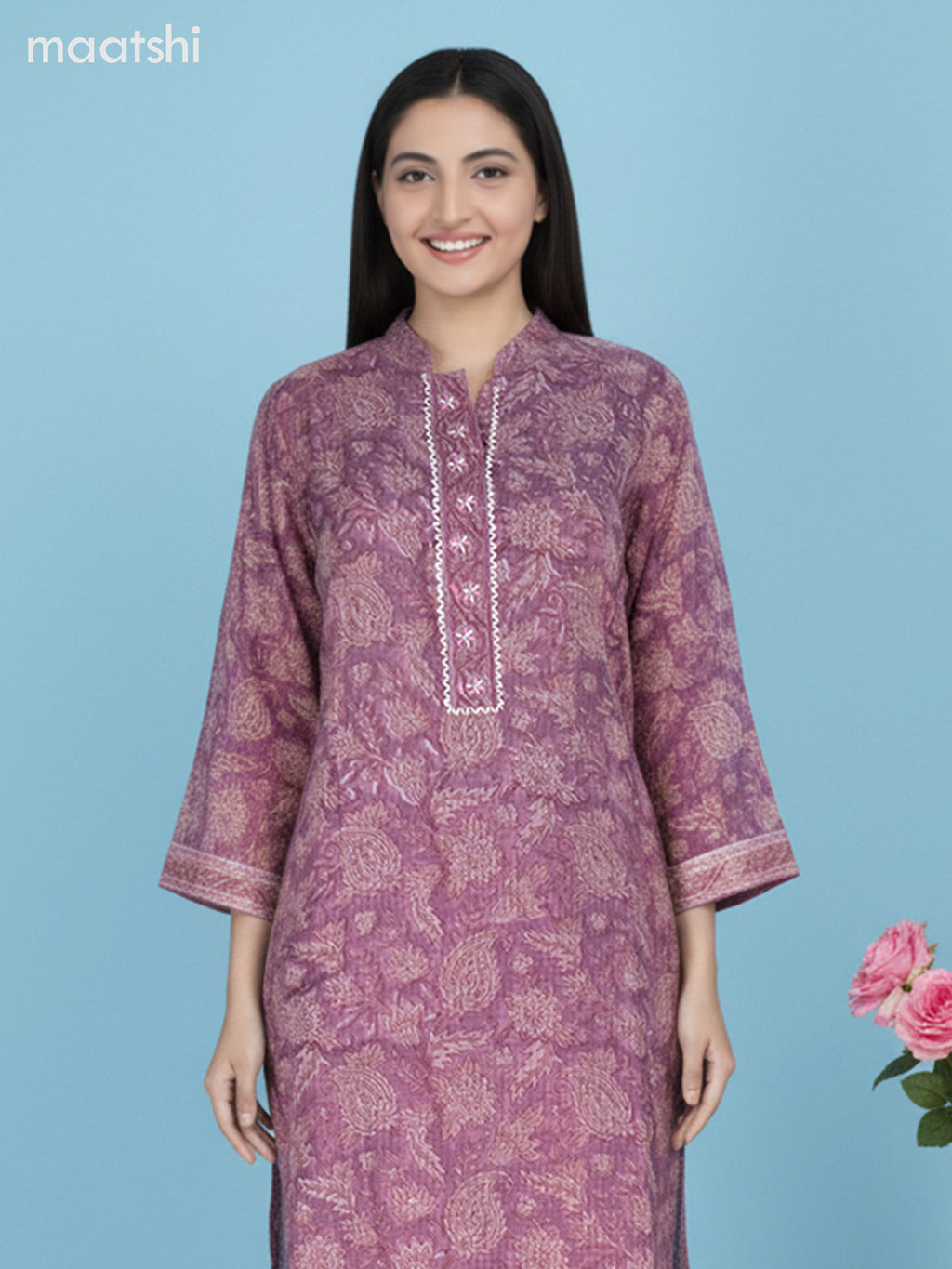Mauve Pink Kota Kalamkari Printed Straight Suit