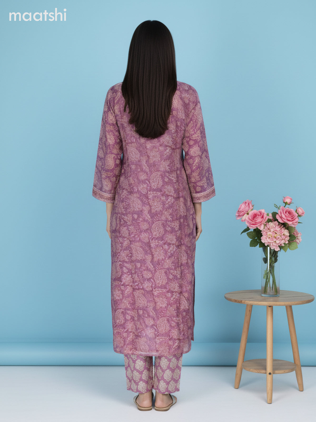 Mauve Pink Kota Kalamkari Printed Straight Suit