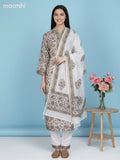 Off White Chanderi Kalamkari Printed Straight Suit