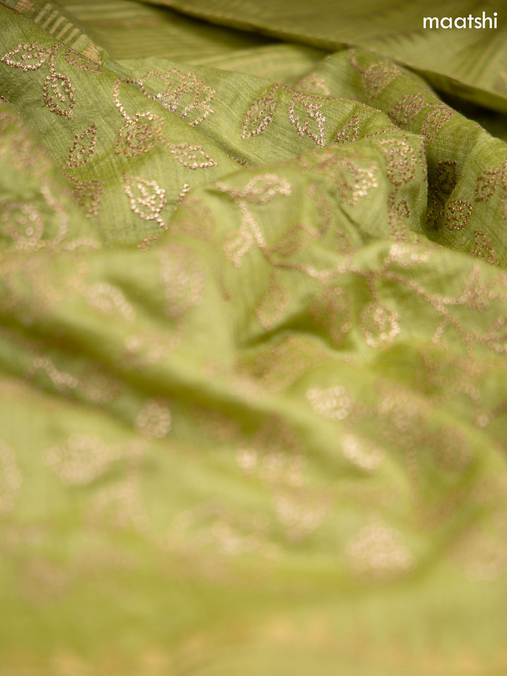 Green Munga Tussar Dress Material With Floral Zari Work Buttas and Bottom & Dupatta